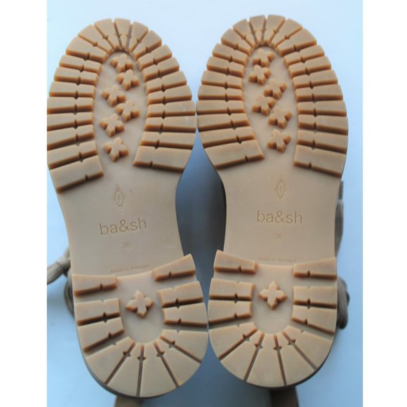 BA&SH Canastra Lace-Up Ankle Boots / Size 36 / Beige Leather Suede Combat - Picture 11 of 14